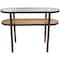 Brown Rattan Console Table with Pressed Tempered Glass Top